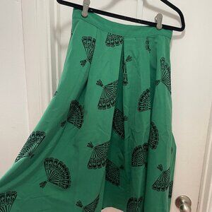 Bettie Page by Tatyana moss green M swing skirt with flocked fans
